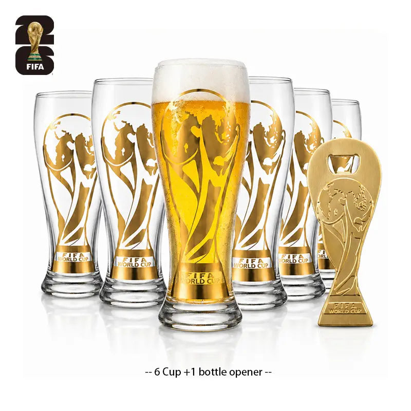 Offizielles FIFA WM 26 Goldgeprägtes klassisches Bierglas – Sammleredition summervibes Trinkbecher