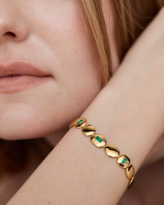 Gold-Vermeil-Armband „Gemdrop Mosaic“ – Grüner Onyx