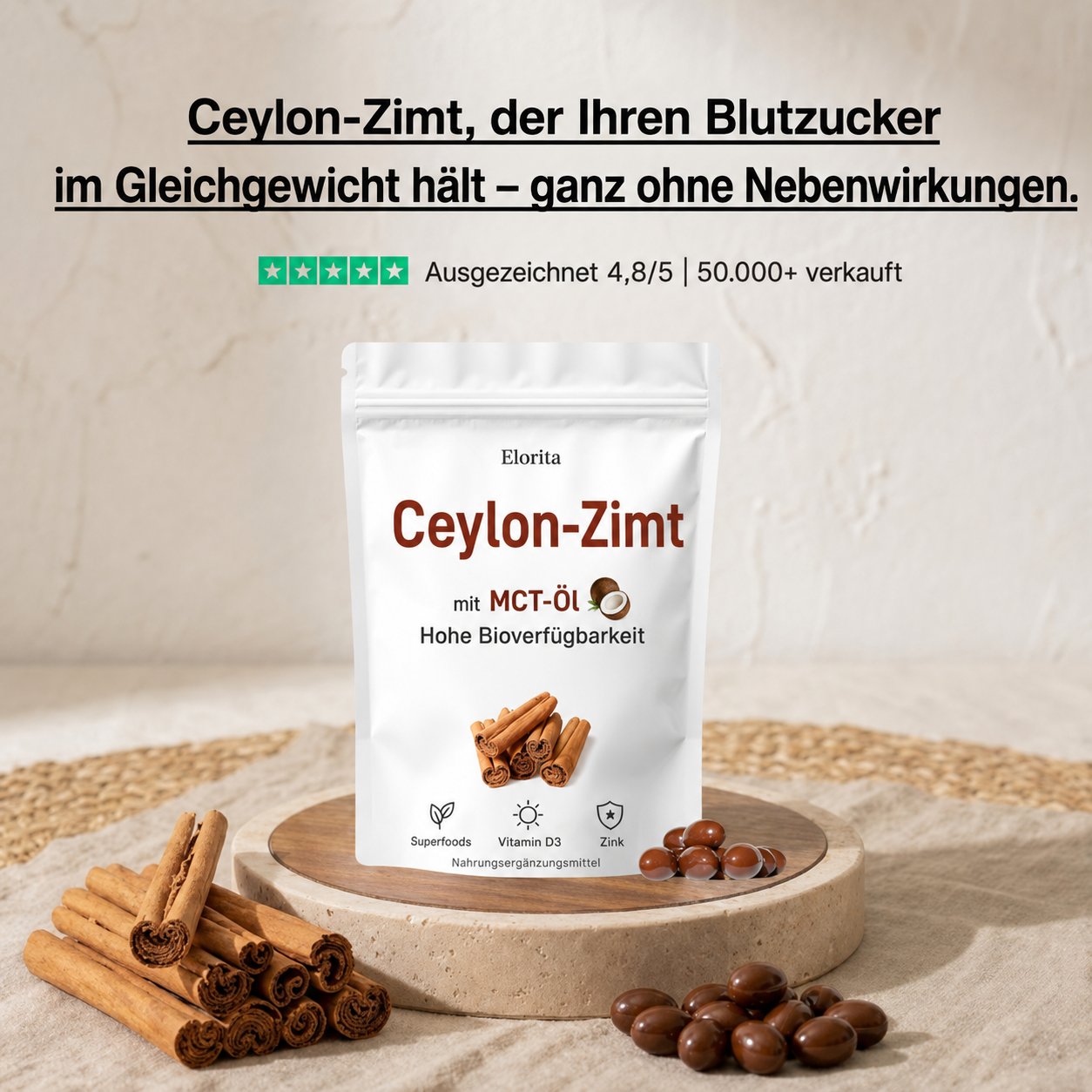 Eloritas Ceylon-Zimt-Weichkapseln