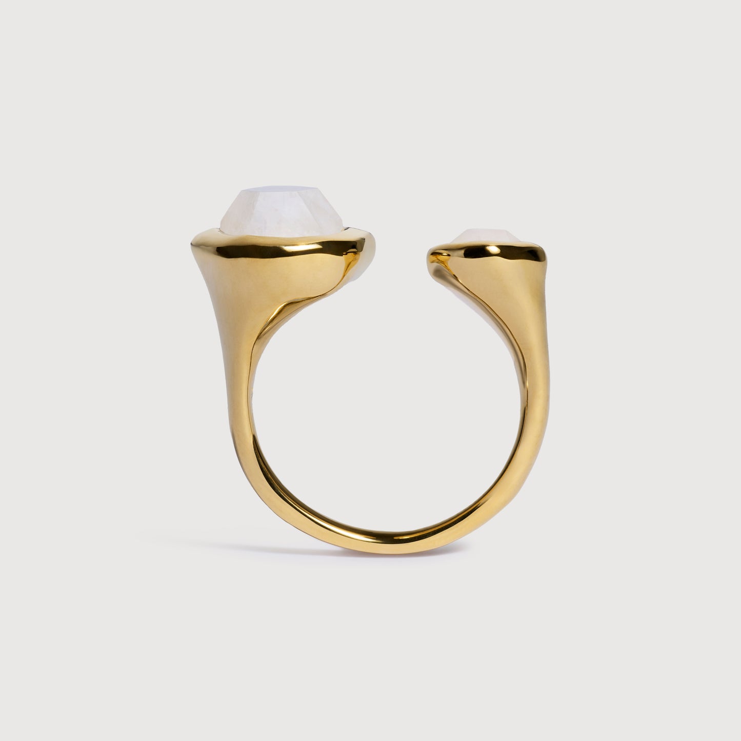 Gold-Vermeil-Ring „Odyssey“ mit offenem Design – Mondstein