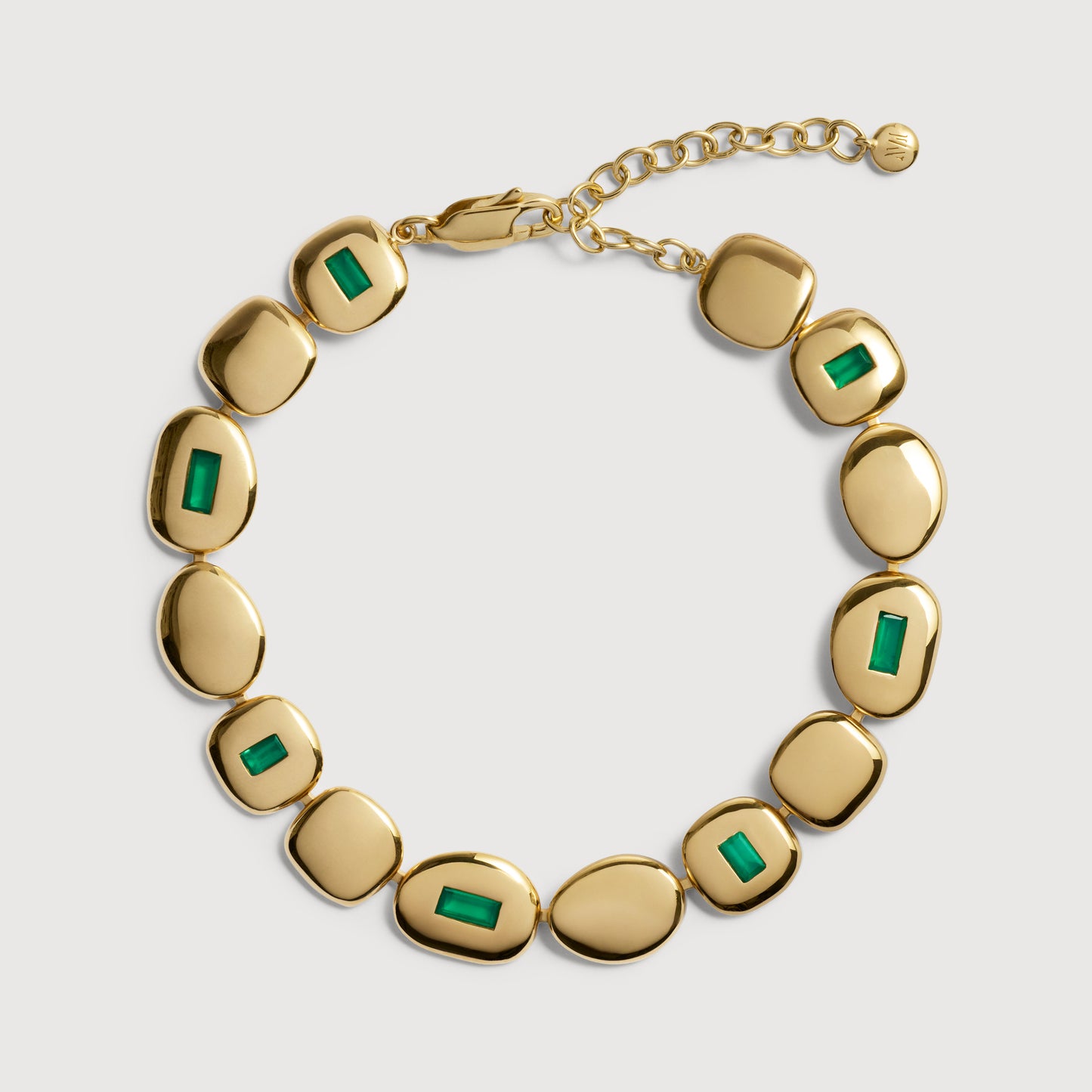 Gold-Vermeil-Armband „Gemdrop Mosaic“ – Grüner Onyx