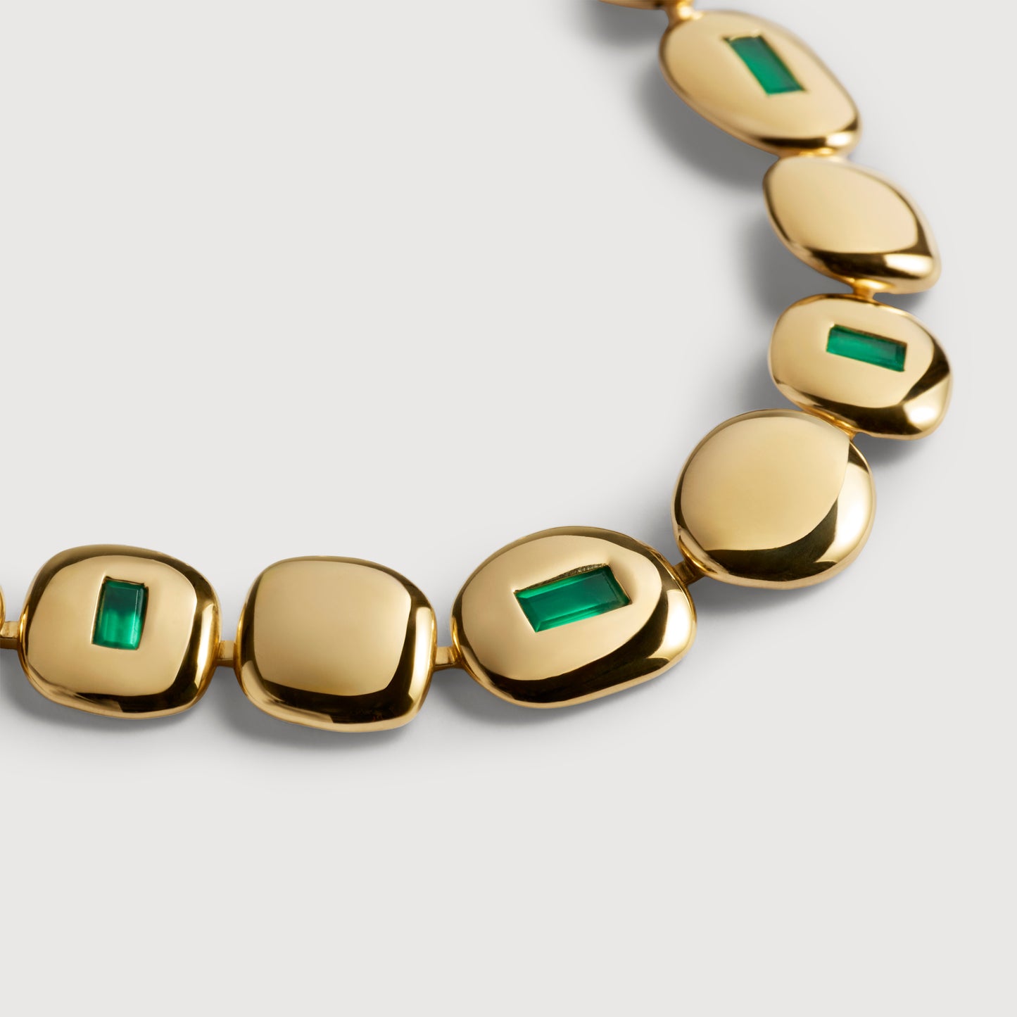 Gold-Vermeil-Armband „Gemdrop Mosaic“ – Grüner Onyx