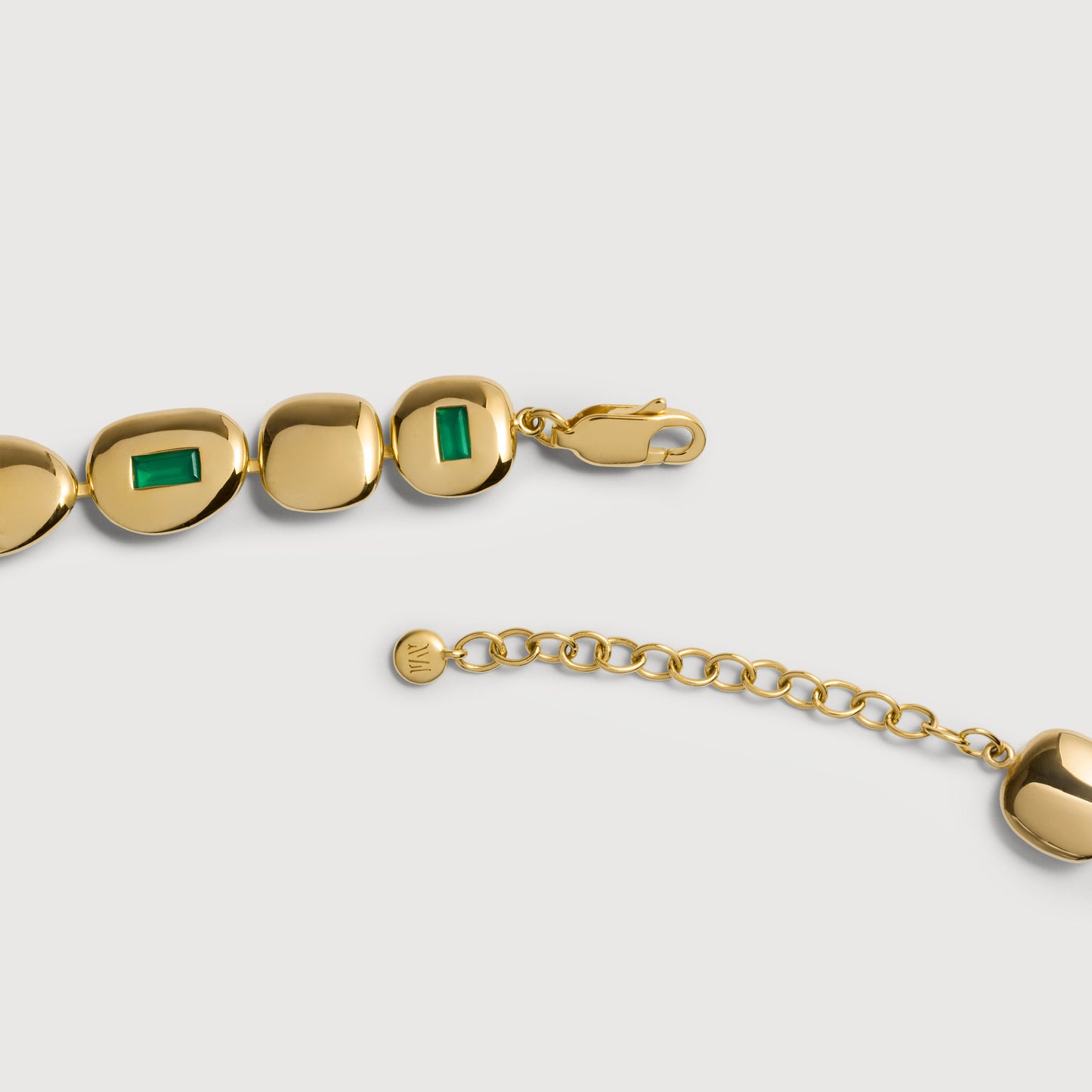 Gold-Vermeil-Armband „Gemdrop Mosaic“ – Grüner Onyx