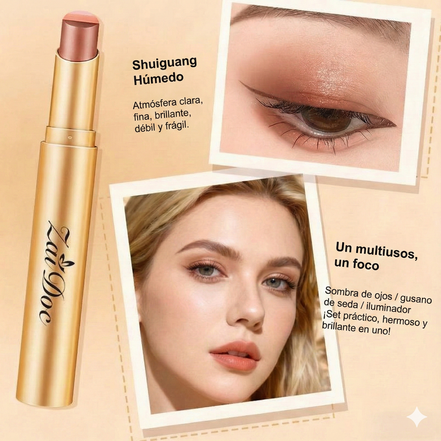 3-in-1 Lidschattenstift – Langanhaltender, wischfester Schimmer