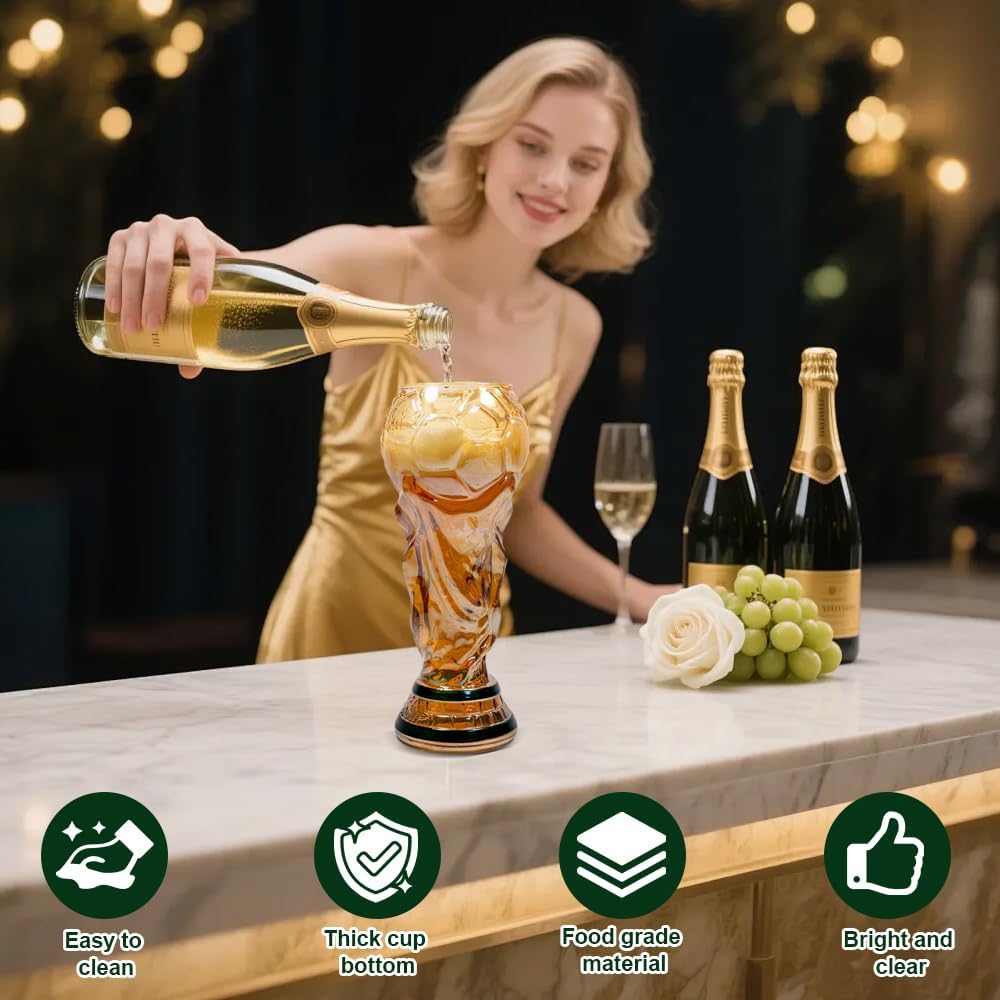 500 Ml Fußball Bierkrug, WM Bierkrug zum Beobachten von Fußball, Wm Bierkrug Im Trophäen-Design für Bier, Cocktails, Getränke, Fußballp