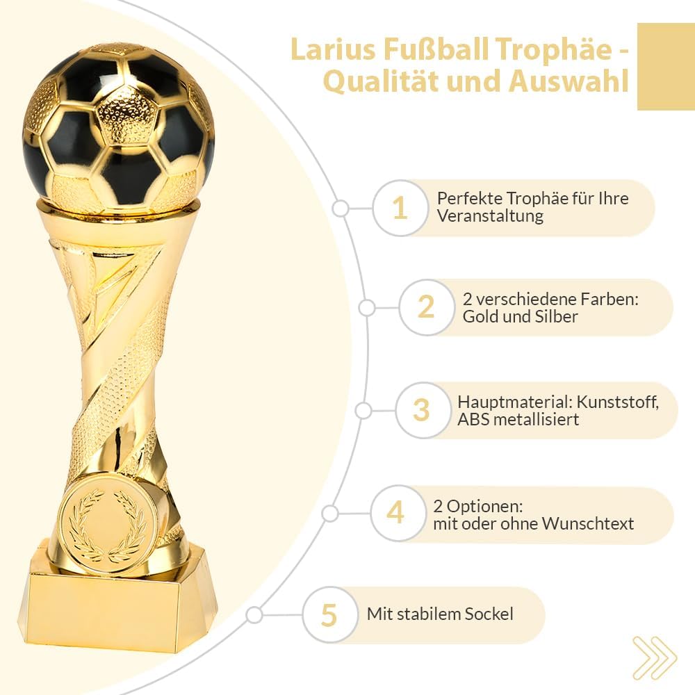Larius Pokal Ehrenpreis Fußball in Gold und Silber mit Wunschgravur