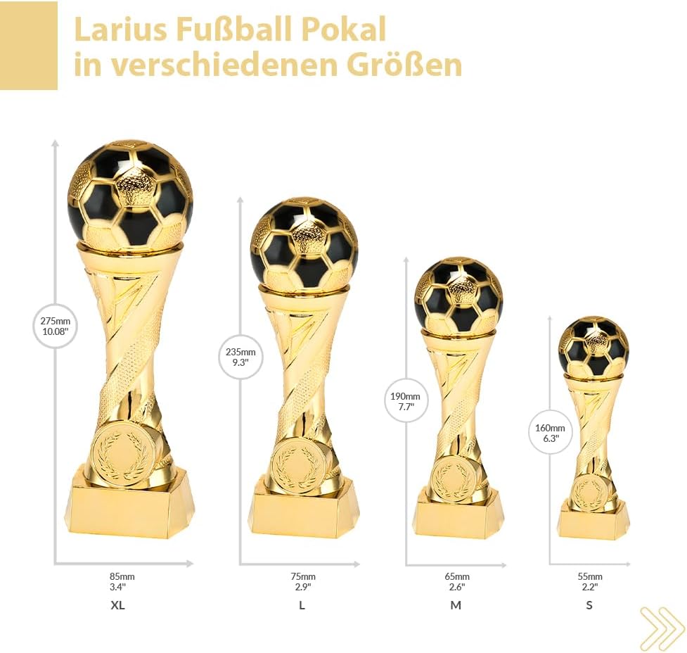 Larius Pokal Ehrenpreis Fußball in Gold und Silber mit Wunschgravur