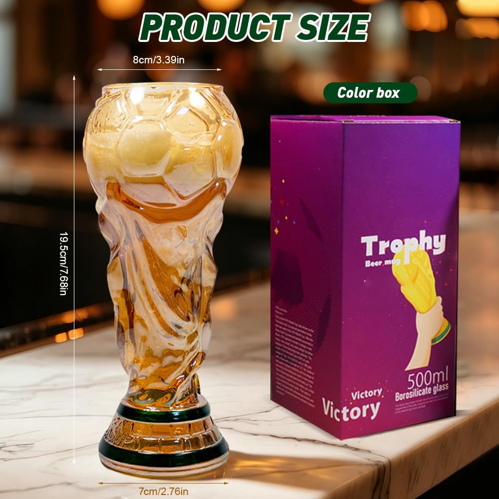 500 Ml Fußball Bierkrug, WM Bierkrug zum Beobachten von Fußball, Wm Bierkrug Im Trophäen-Design für Bier, Cocktails, Getränke, Fußballp