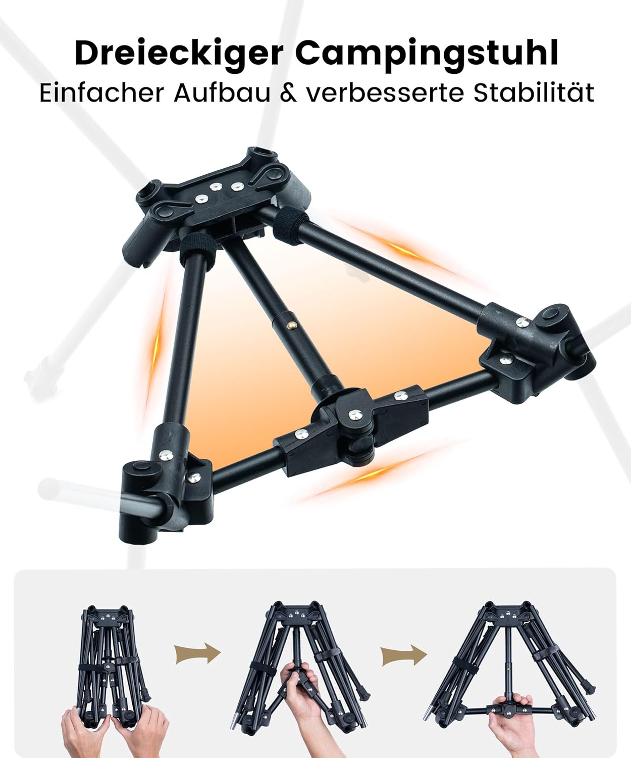 OneTigris TIGERBLADE Campingstuhl faltbar 150 kg, Klappstuhl Camping leicht Dreiecksrahmen, Faltstuhl Ultraleicht, mit 2 Seitentaschen für Outdoor, Wandern