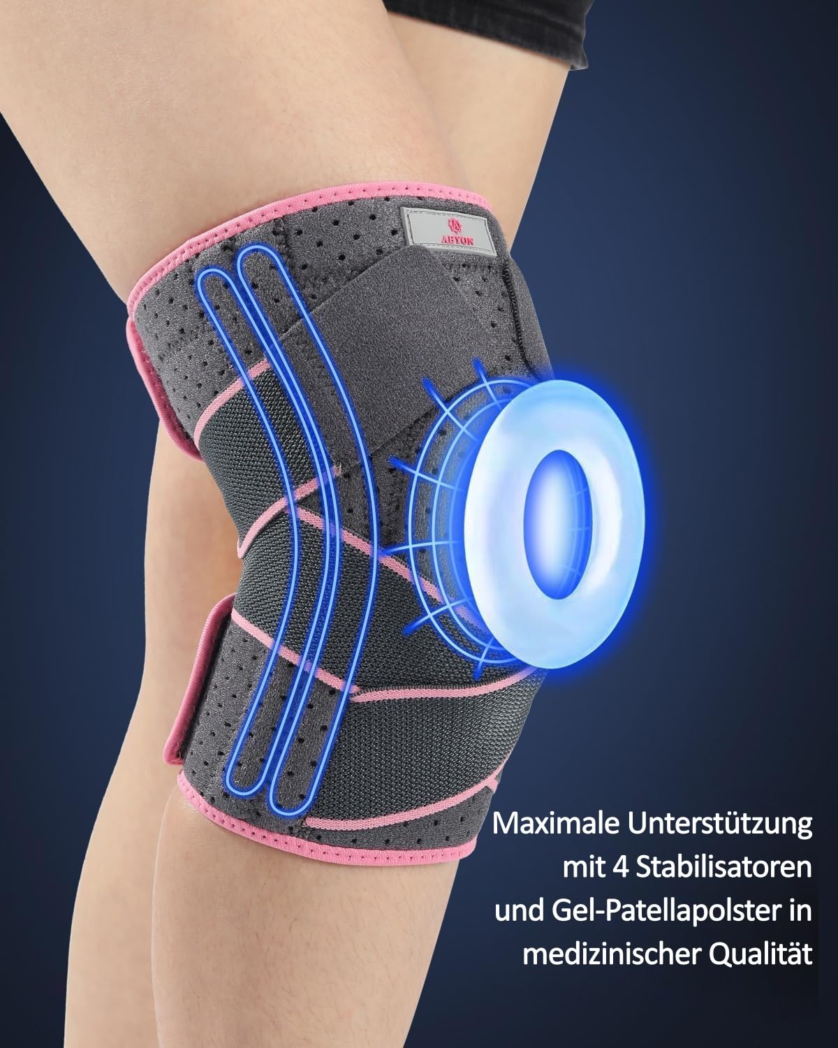 ABYON verstellbare Kniebandage mit Stabilisatoren