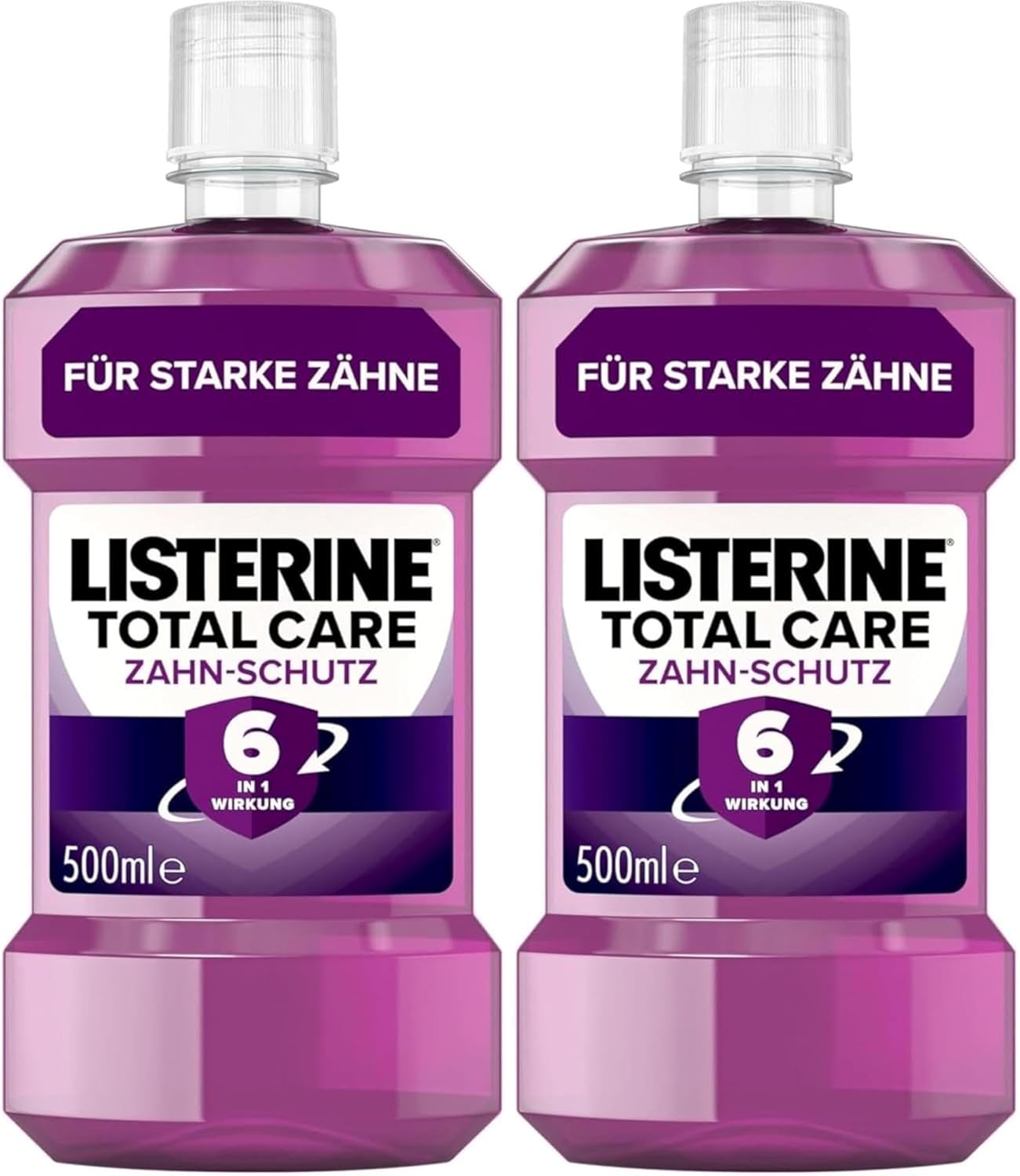 LISTERINE Total Care Zahn-Schutz 6 x 500 ml, schützende Mundspülung gegen Karies mit 6 in 1 Wirkung, antibakterielles Mundwasser schützt vor Zahnfleischproblemen, bis zu 24h frischer Atem