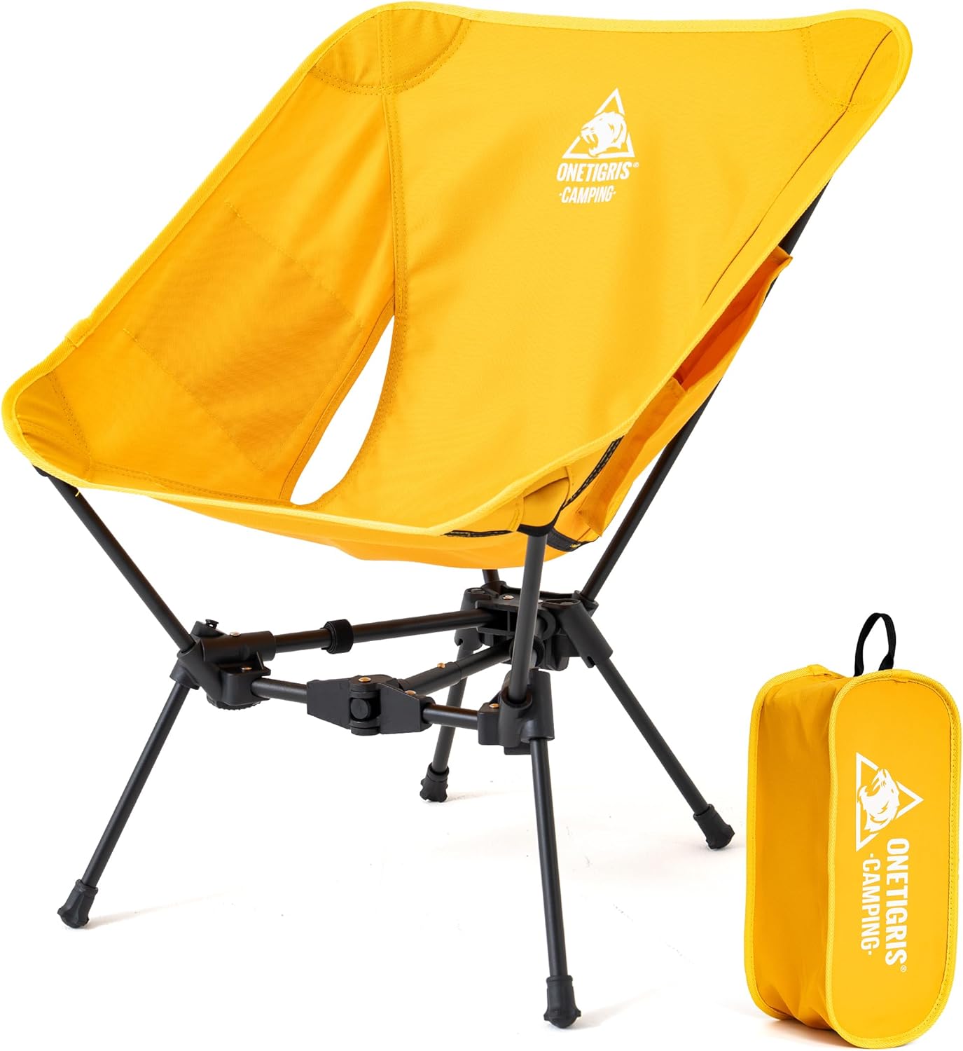 OneTigris TIGERBLADE Campingstuhl faltbar 150 kg, Klappstuhl Camping leicht Dreiecksrahmen, Faltstuhl Ultraleicht, mit 2 Seitentaschen für Outdoor, Wandern