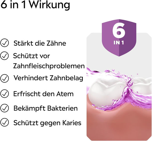 LISTERINE Total Care Zahn-Schutz 6 x 500 ml, schützende Mundspülung gegen Karies mit 6 in 1 Wirkung, antibakterielles Mundwasser schützt vor Zahnfleischproblemen, bis zu 24h frischer Atem