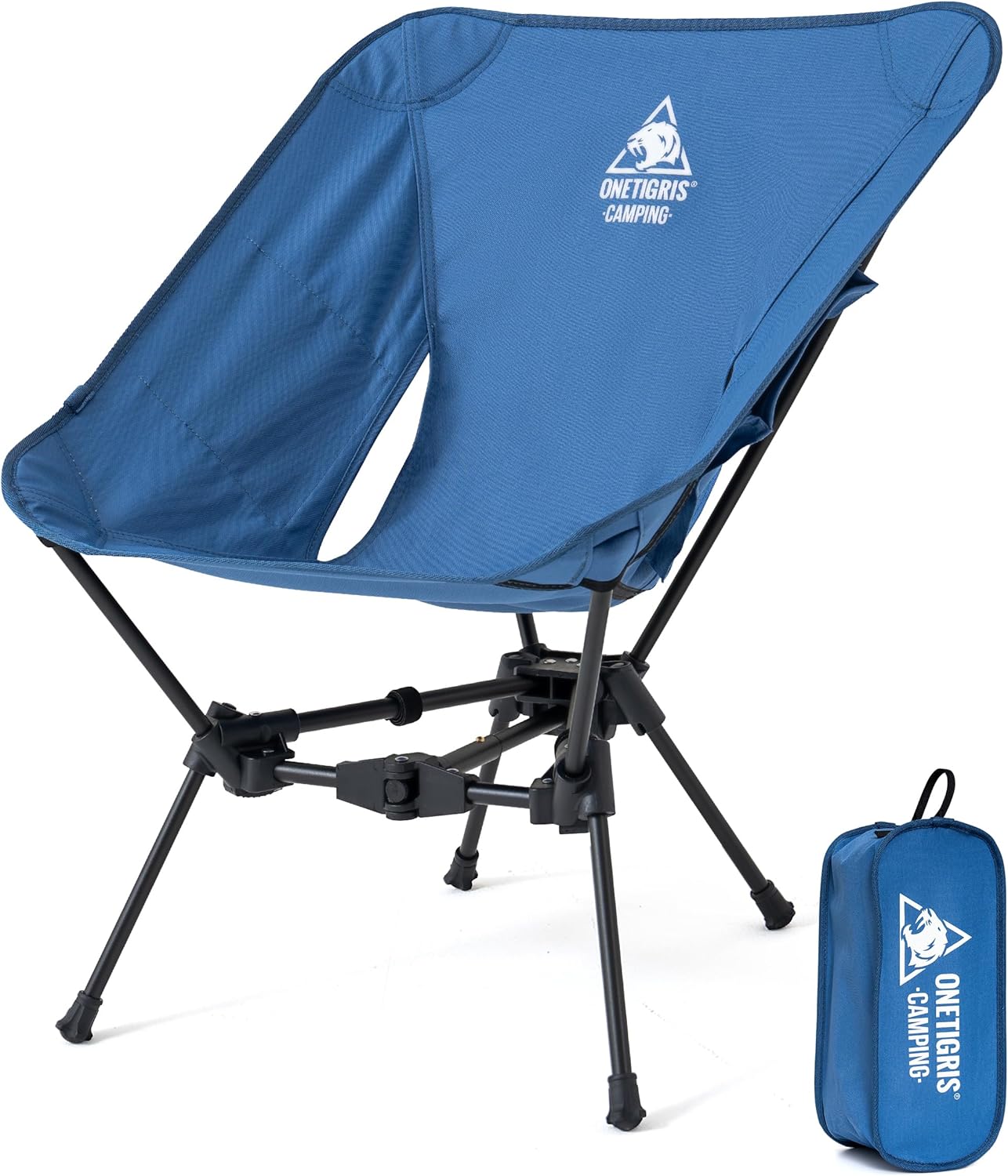 OneTigris TIGERBLADE Campingstuhl faltbar 150 kg, Klappstuhl Camping leicht Dreiecksrahmen, Faltstuhl Ultraleicht, mit 2 Seitentaschen für Outdoor, Wandern