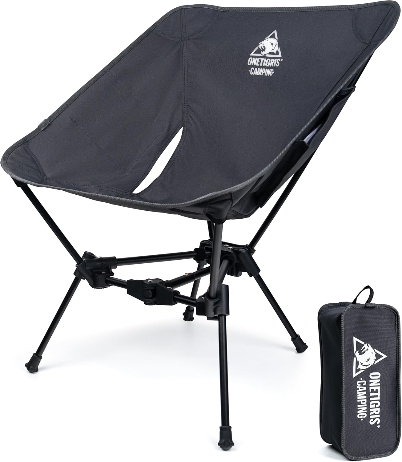 OneTigris TIGERBLADE Campingstuhl faltbar 150 kg, Klappstuhl Camping leicht Dreiecksrahmen, Faltstuhl Ultraleicht, mit 2 Seitentaschen für Outdoor, Wandern
