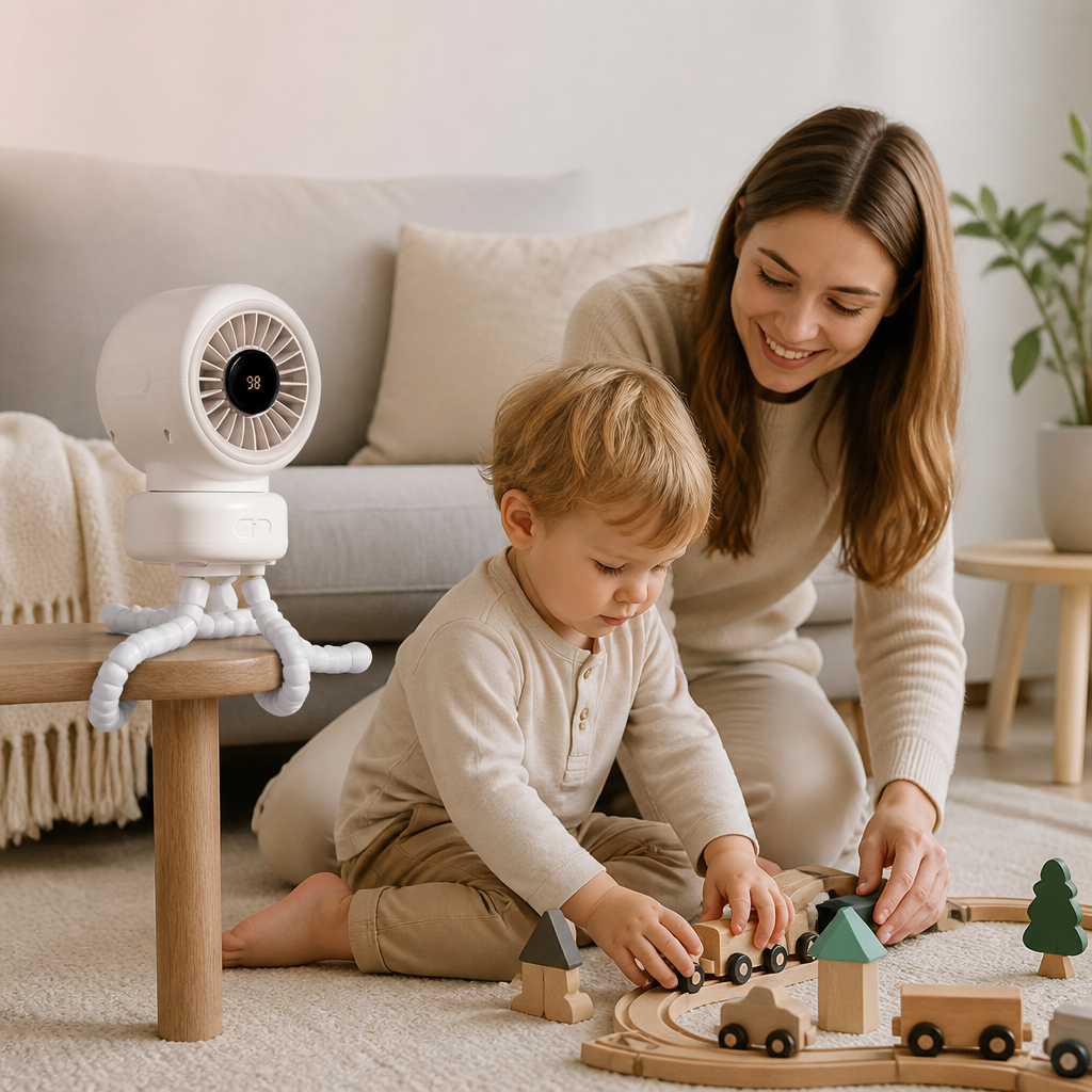 Tragbarer Mini-Ventilator mit Clip-Halterung für Kinderwagen, Kinderbett und den täglichen Gebrauch