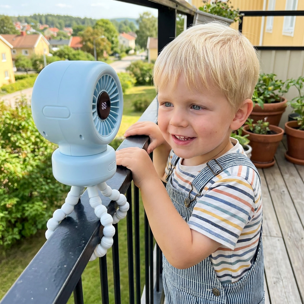 Tragbarer Mini-Ventilator mit Clip-Halterung für Kinderwagen, Kinderbett und den täglichen Gebrauch