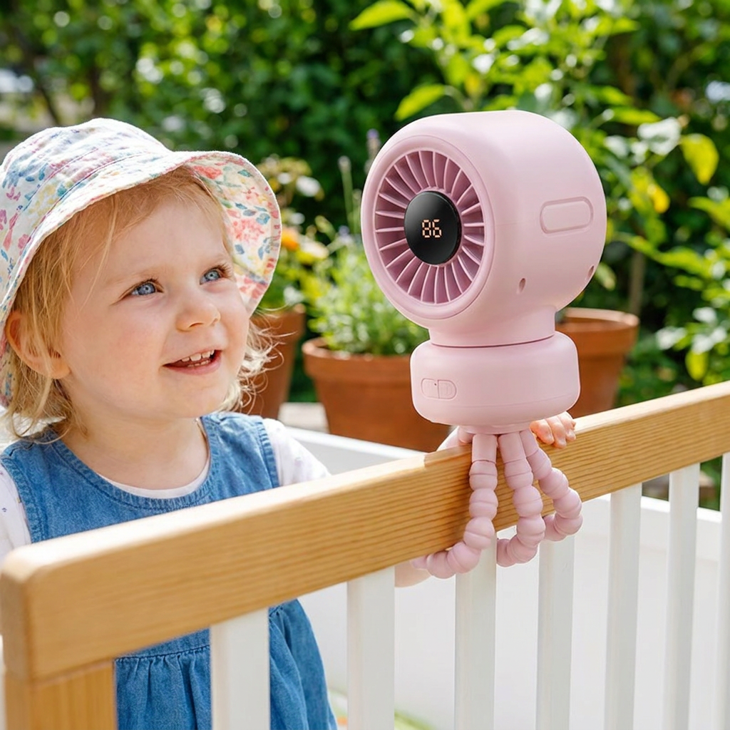 Tragbarer Mini-Ventilator mit Clip-Halterung für Kinderwagen, Kinderbett und den täglichen Gebrauch