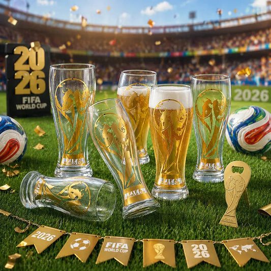 Offizielles FIFA WM 26 Goldgeprägtes klassisches Bierglas – Sammleredition summervibes Trinkbecher